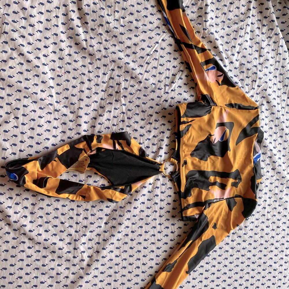 Yellow,blue, and black swimsuit